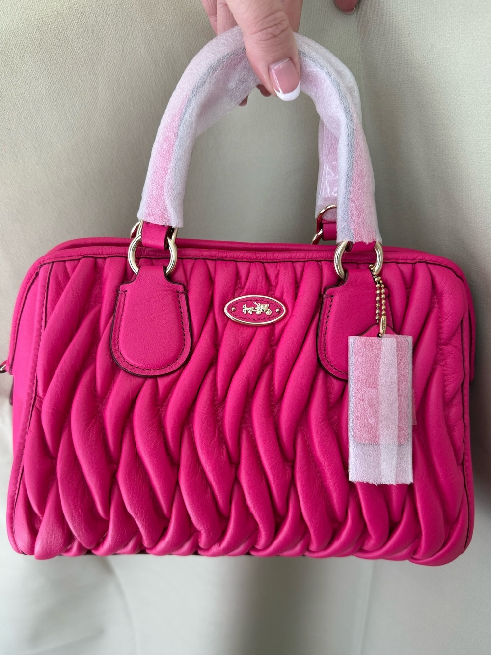 NWOT COACH hot pink mini nolita satchel in gathered leather